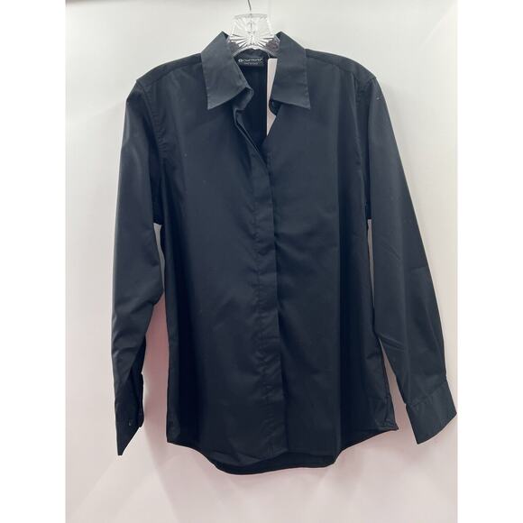 Chef Works Women’s Long Sleeve Button Front Cotton Blend Fitted Top Black M NWT - Picture 1 of 8